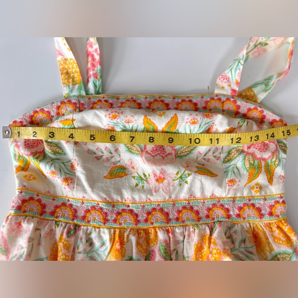 Rachel Zoe Floral Boho Tiered Ruffle Maxi Dress Pineapple Tropical Cotton Size 4 - Picture 10 of 14